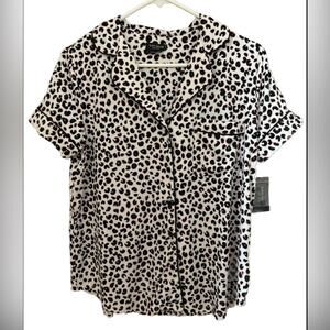 NWT -Kate Spade - Leopard Print Pajama Set Short Sleeve & Long Pants